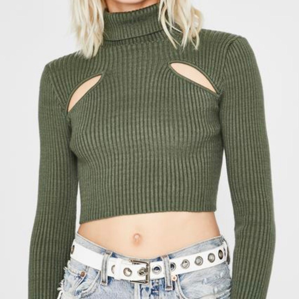 Dolls Kill Peep The Scene Cropped Sweater